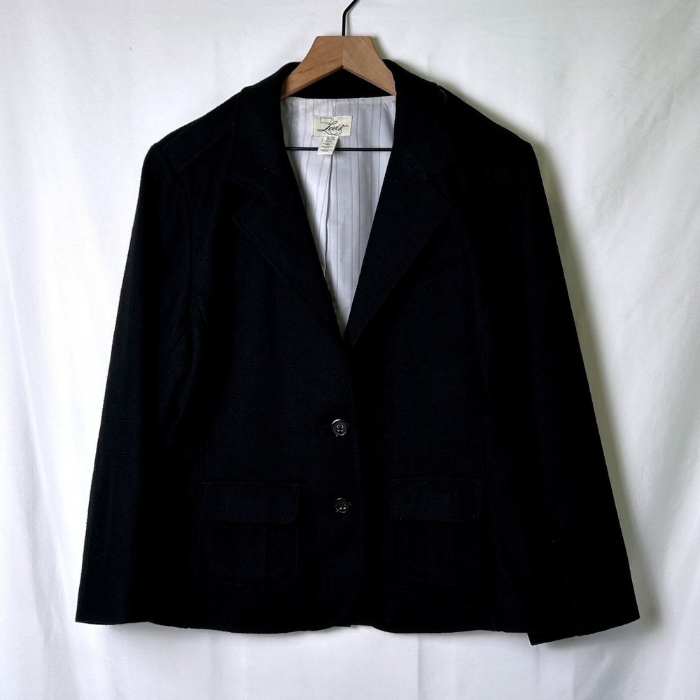 Levis Womens Wool Blend Two Button Blazer Jacket Size XL Black Preppy Office